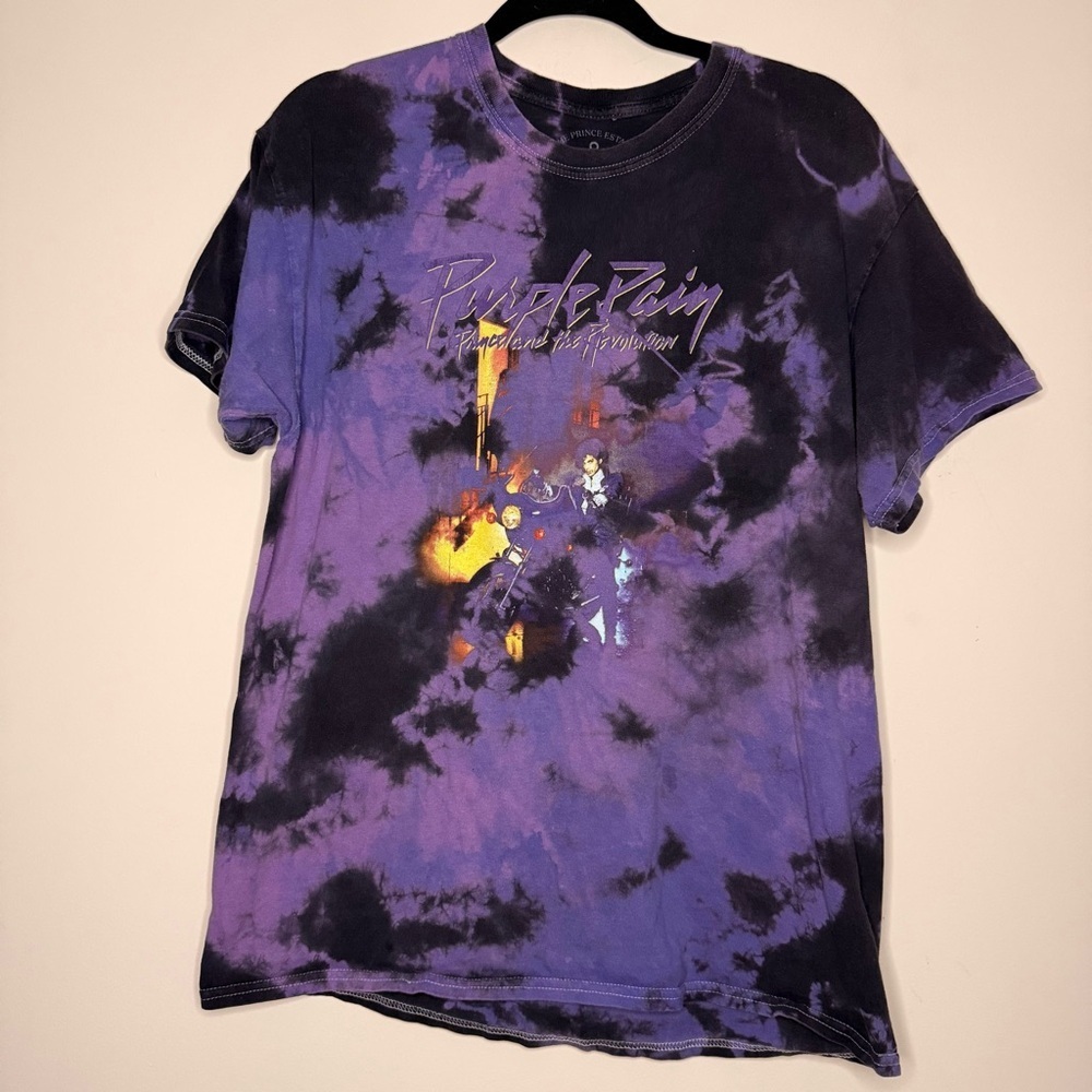 PRINCE Purple Rain Grunge Graphic Washed Out Grey Festival Band Tee Tshirt